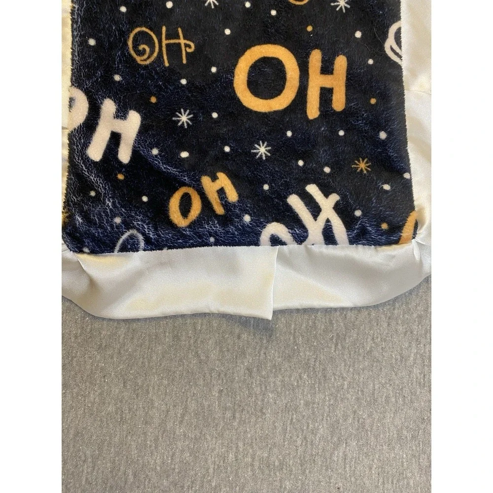 Minky Couture Mini Baby Blanket Dark Blue Christmas Ho Ho & Snowflakes